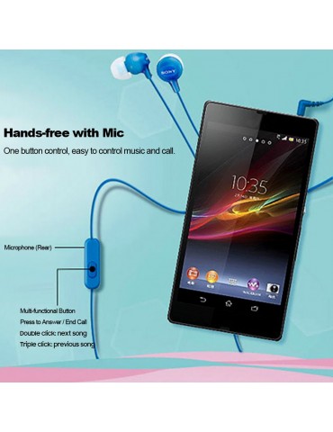 SONY MDR-EX15AP In-Ear Earphones 3.5mm Wired Earbuds Subwoofer Stereo Handsfree with Microphone Portable Headset