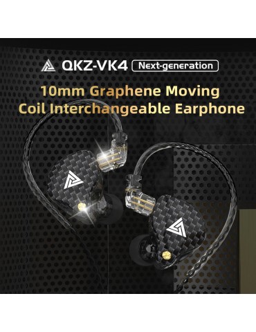 VK4 3.5mm Wired Headphones In-ear Sports Headset Moving Coil Music Earphones In-line Control with Mic Detachable Replaced Cable