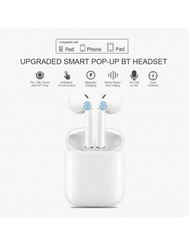 i11 True Wireless Earphones Wireless BT Earphones BT 5.0 Smart Headset Portable Sports Wireless Headset with 300mAh Charging Case Touch-control Noise Reduction Compatible with Android / iOS Devices