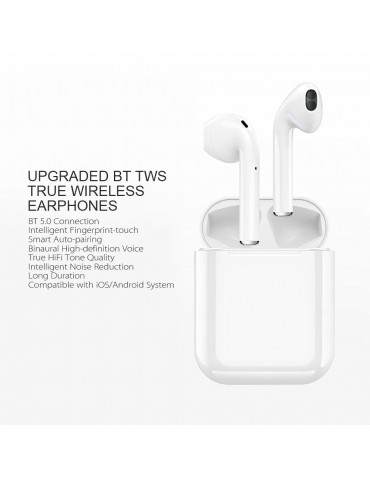 i11 True Wireless Earphones Wireless BT Earphones BT 5.0 Smart Headset Portable Sports Wireless Headset with 300mAh Charging Case Touch-control Noise Reduction Compatible with Android / iOS Devices